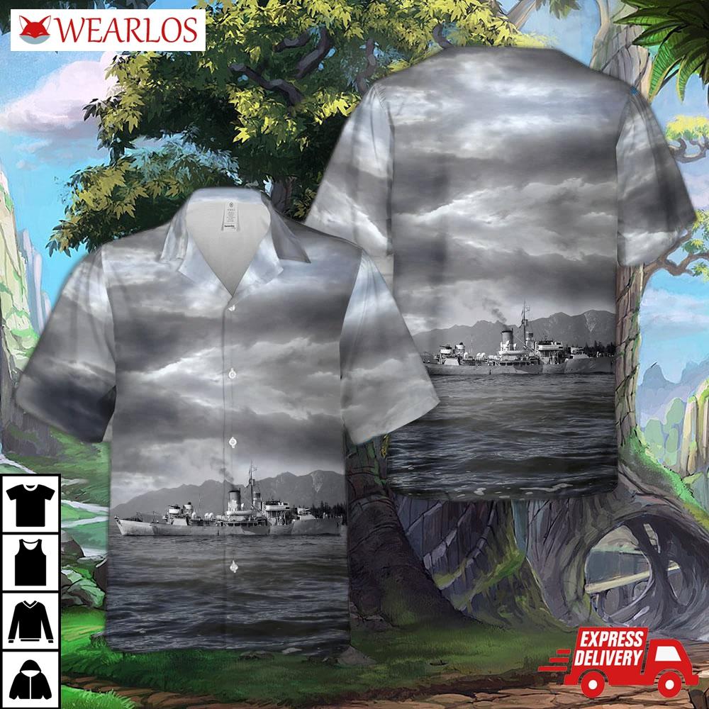 Royal Canadian Navy Hmcs Nanaimo (k101) Flower-class Corvettes In Wwii Hawaiian Shirt
