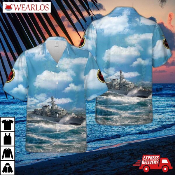Royal Navy Hms Marlborough (f233) Type 23 Frigate Hawaiian Shirt
