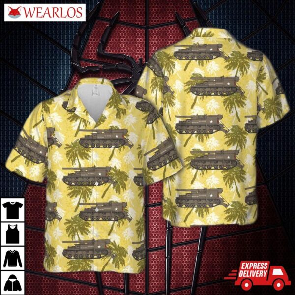 Us 9th Army Gun Motor Carriage M12 Choo-choo-bam, C Battery, 557th Armoured Field Artillery Battalion Hawaiian Shirt
