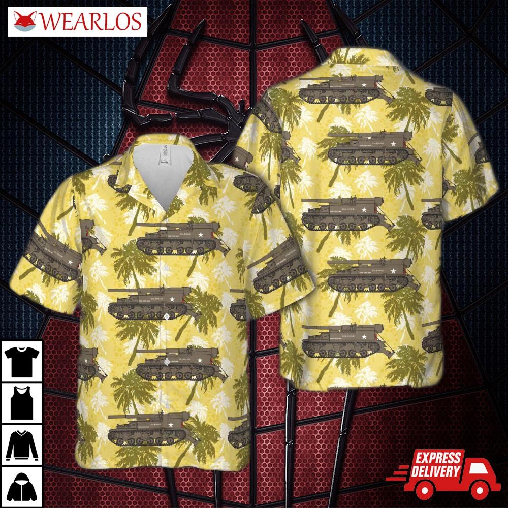 Us 9th Army Gun Motor Carriage M12 Choo-choo-bam, C Battery, 557th Armoured Field Artillery Battalion Hawaiian Shirt