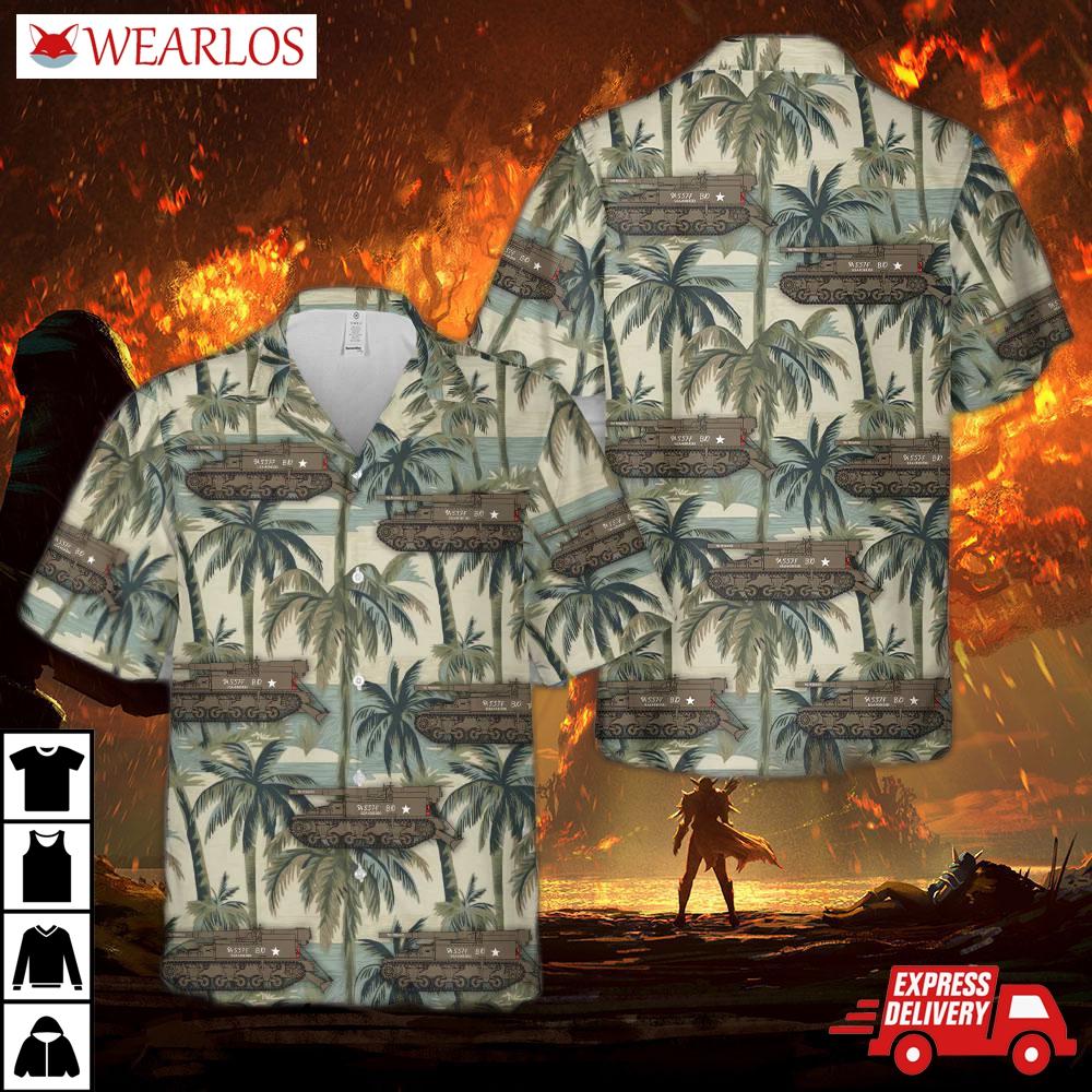 Us 9th Army Gun Motor Carriage M12 The Persuader, B Battery, 557th Armoured Field Artillery Battalion Hawaiian Shirt