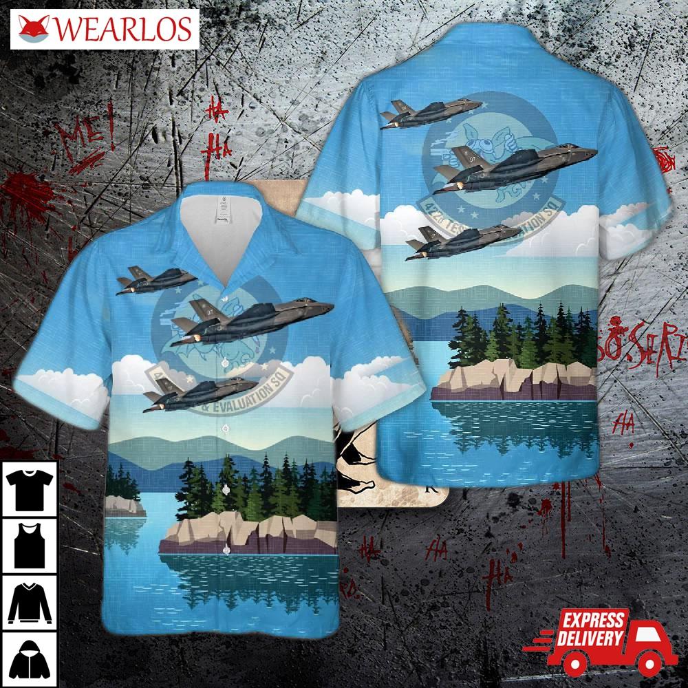 Us Air Force 422d Test And Evaluation Squadron Lockheed Martin F-35a Lightning Ii 10-5020 Hawaiian Shirt