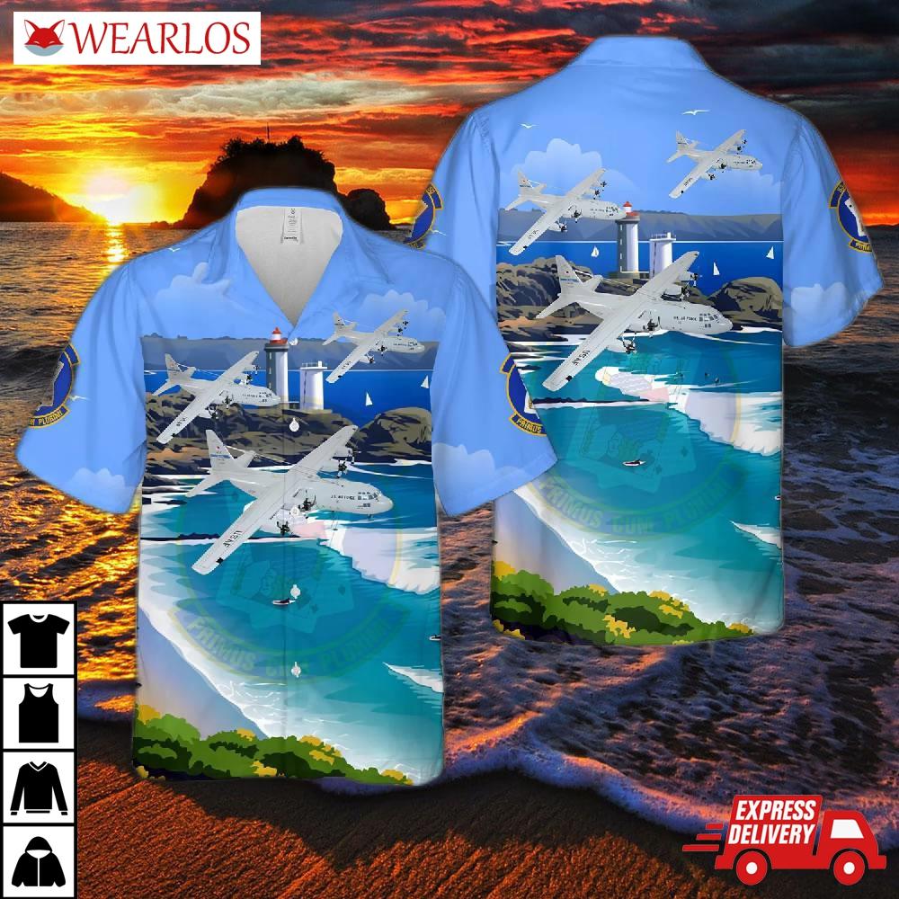 Us Air Force 53rd Airlift Squadron Team Little Rock Lockheed Martin C-130e Hawaiian Shirt