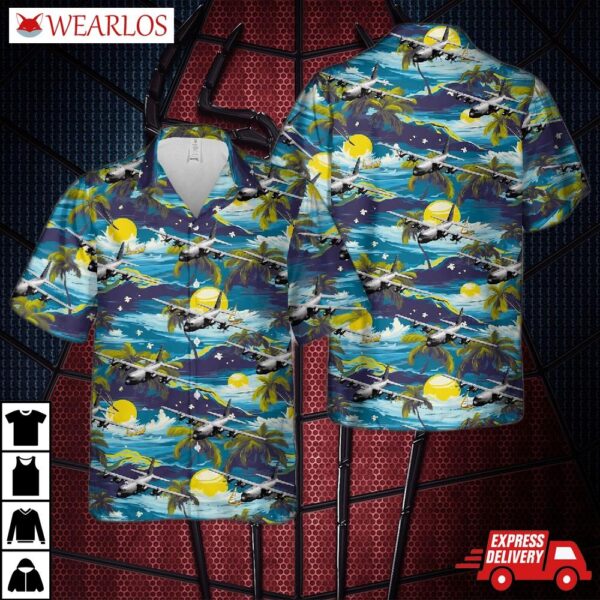 Us Air Force 53rd Weather Reconnaissance Squadron Hurricane Hunters Wc-130j Hercules Hawaiian Shirt