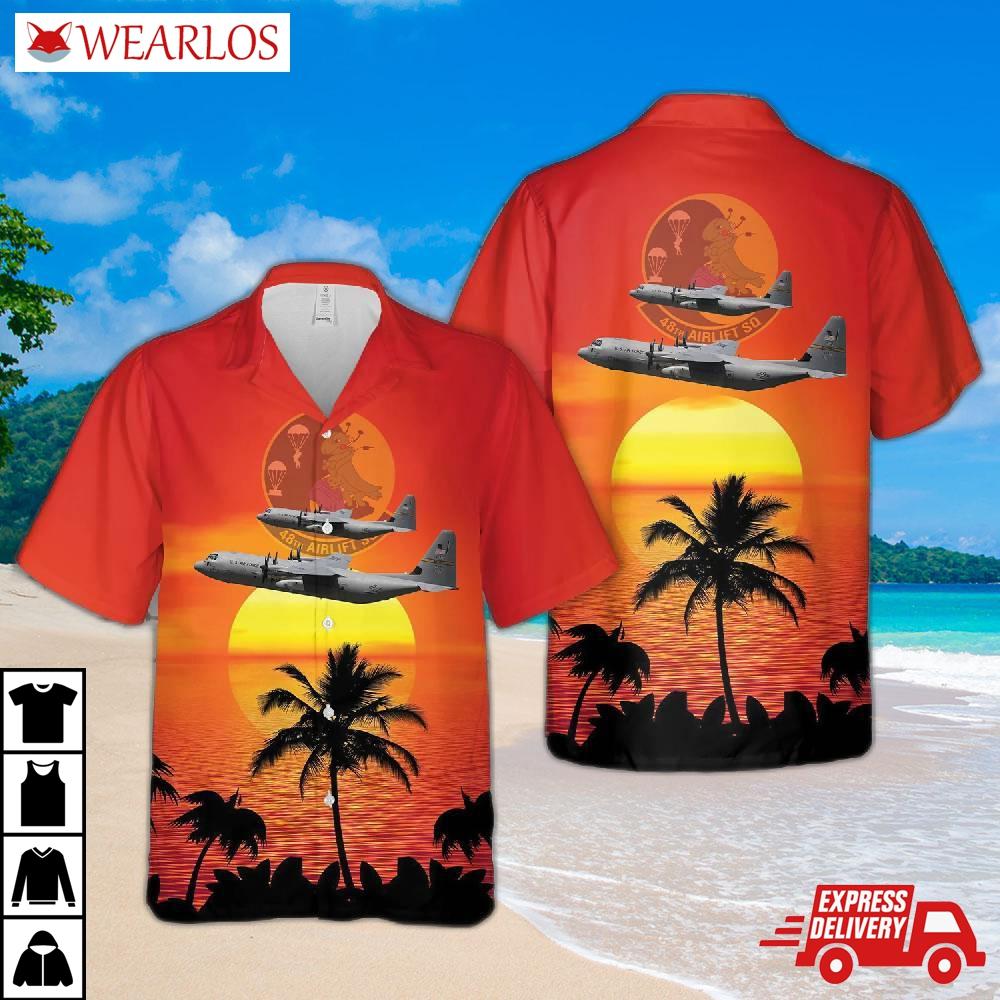 Us Air Force Lockheed Martin C-130j-30 Hercules (l-382) 48th Airlift Squadron Hawaiian Shirt