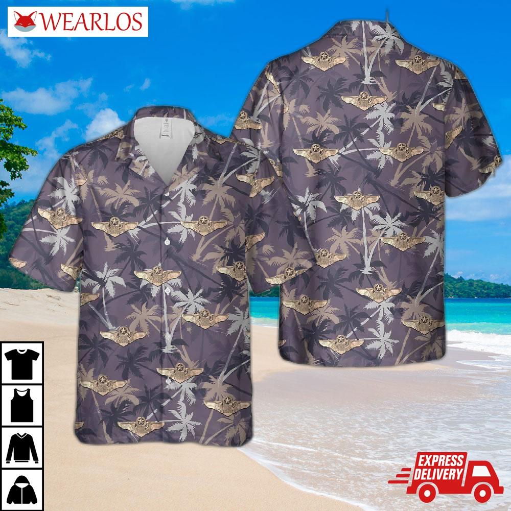 Us Air Force Master Navigator Wings Insignia Hawaiian Shirt