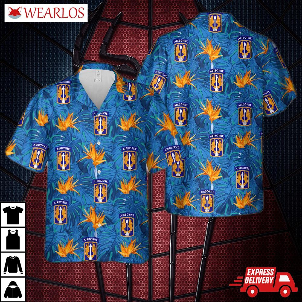 Us Army 18th Aviation Brigade (airborne) Black Barons Hawaiian Shirt