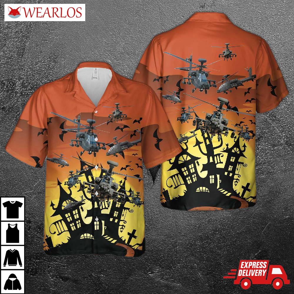 Us Army Boeing Ah-64 Apache Halloween Hawaiian Shirt