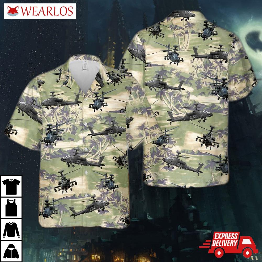 Us Army Boeing Ah-64 Apache Hawaiian Shirt