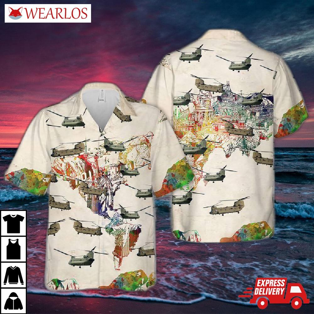Us Army Boeing Ch-47 Chinook Hawaiian Shirt