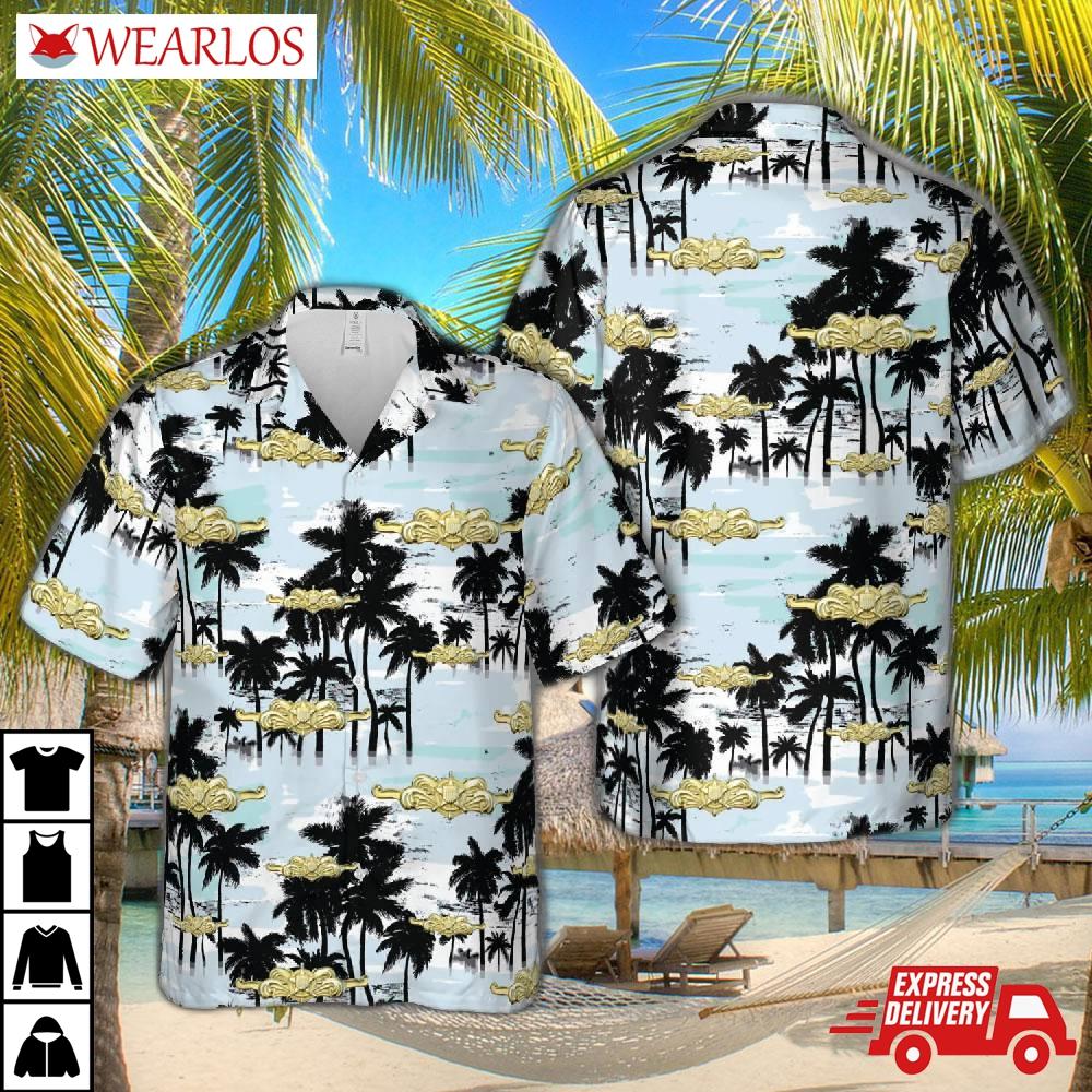 Us Coast Guard Cutterman Insignia - Officer Hawaiian Shirt