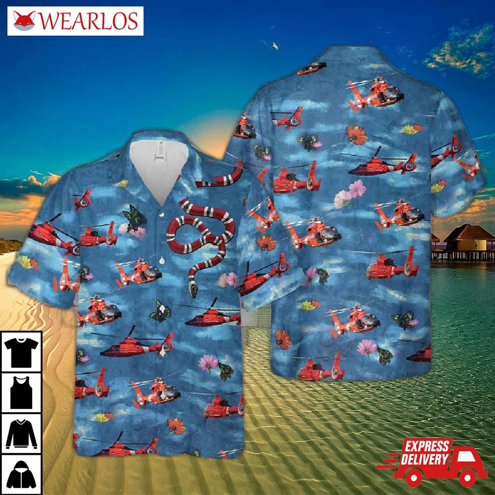 Us Coast Guard Eurocopter Mh-65 Dolphin Hawaiian Shirt