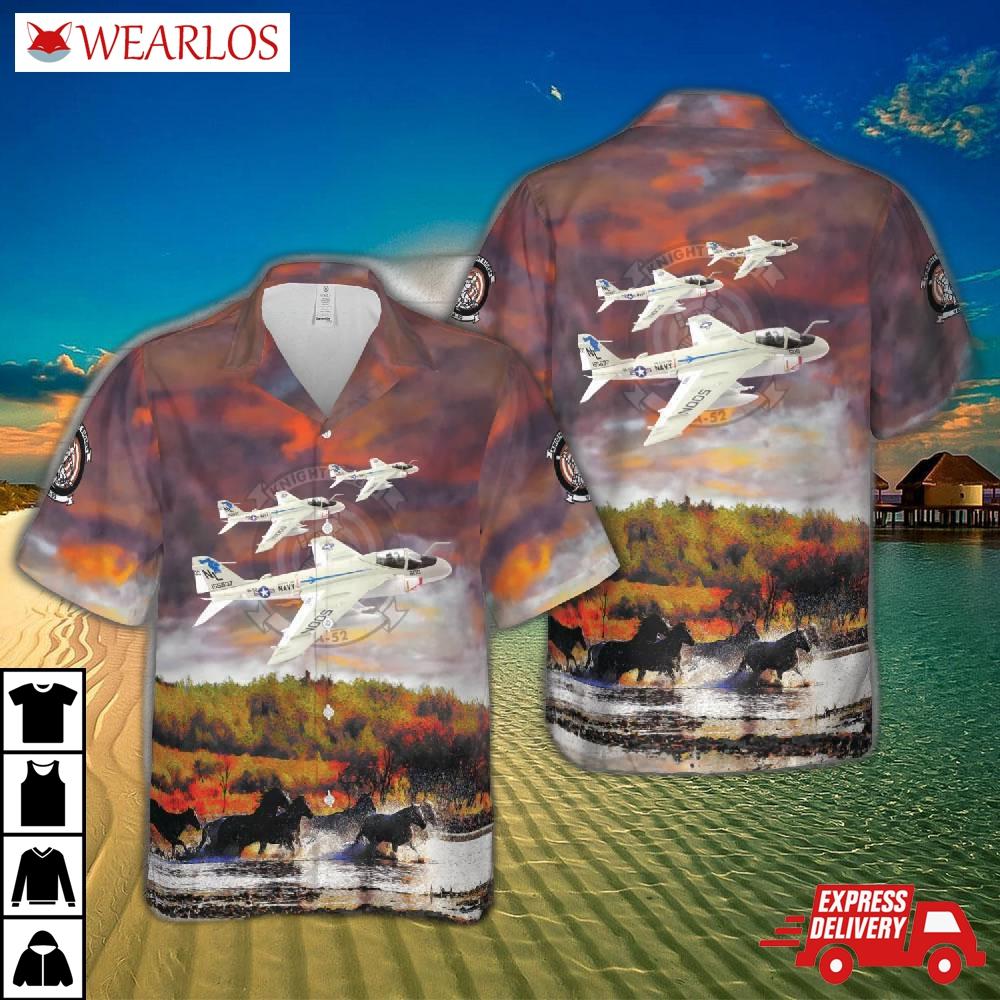 Us Navy A-6 (a-6e) Intruder Va-52 Knight Riders 1980 Hawaiian Shirt