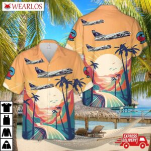 Us Navy A-7b Corsair Ii Of Attack Squadron 203 (va-203) Blue Dolphins Hawaiian Shirt