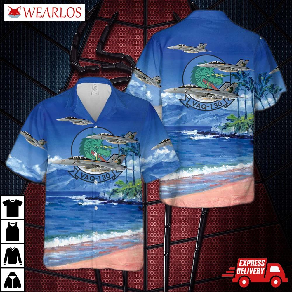Us Navy Electronic Attack Squadron 130 (vaq-130) Zappers Grumman Ea-18g Growler Hawaiian Shirt