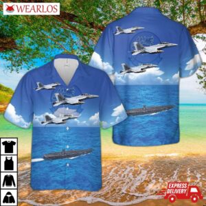 Us Navy F/a-18f Of Vfa-213 "blacklions" Hawaiian Shirt