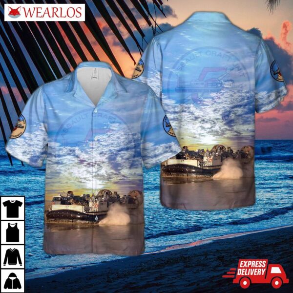 Us Navy Landing Craft Air Cushion Lcac-17 Of Assault Unit 5 (acu 5) Hawaiian Shirt