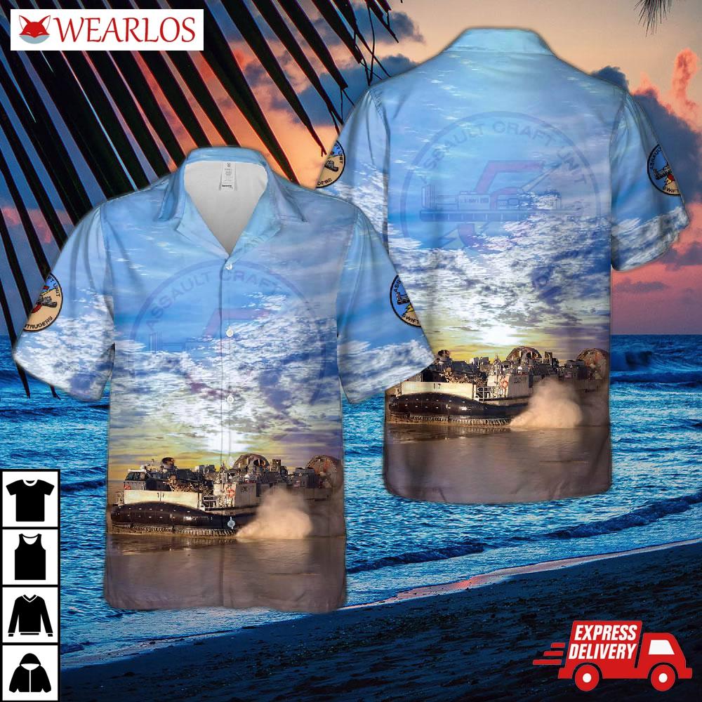 Us Navy Landing Craft Air Cushion Lcac-17 Of Assault Unit 5 (acu 5) Hawaiian Shirt