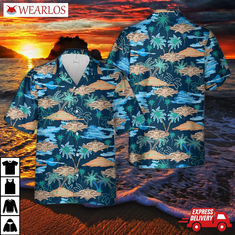 Us Navy Security Forces Senior Badge Hawaiian Shirt