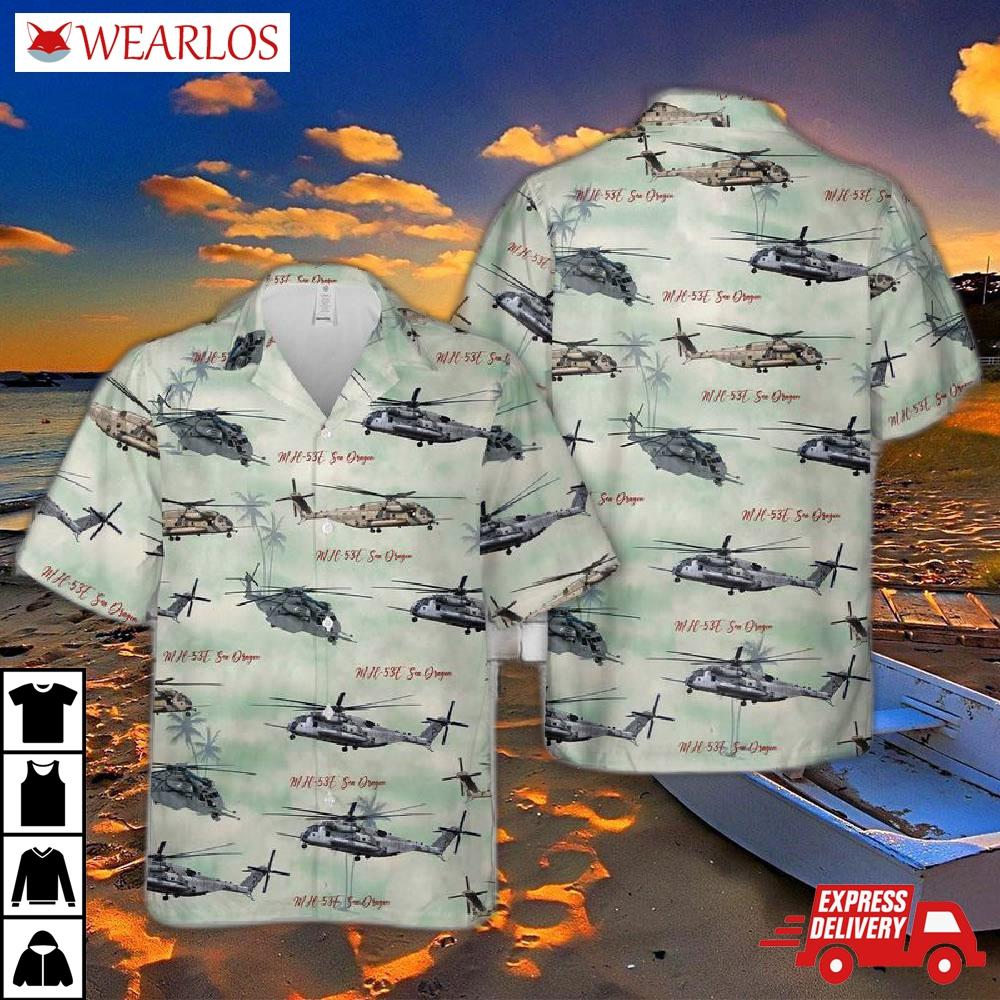 Us Navy Sikorsky Ch-53e Super Stallion (mh-53e Sea Dragon) Hawaiian Shirt