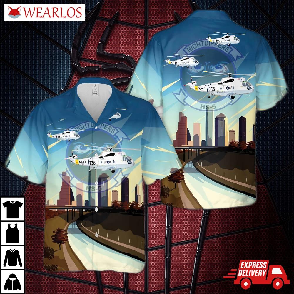 Us Navy Sikorsky Sh-3 Sea King, Hs-5 Nightdippers Hawaiian Shirt
