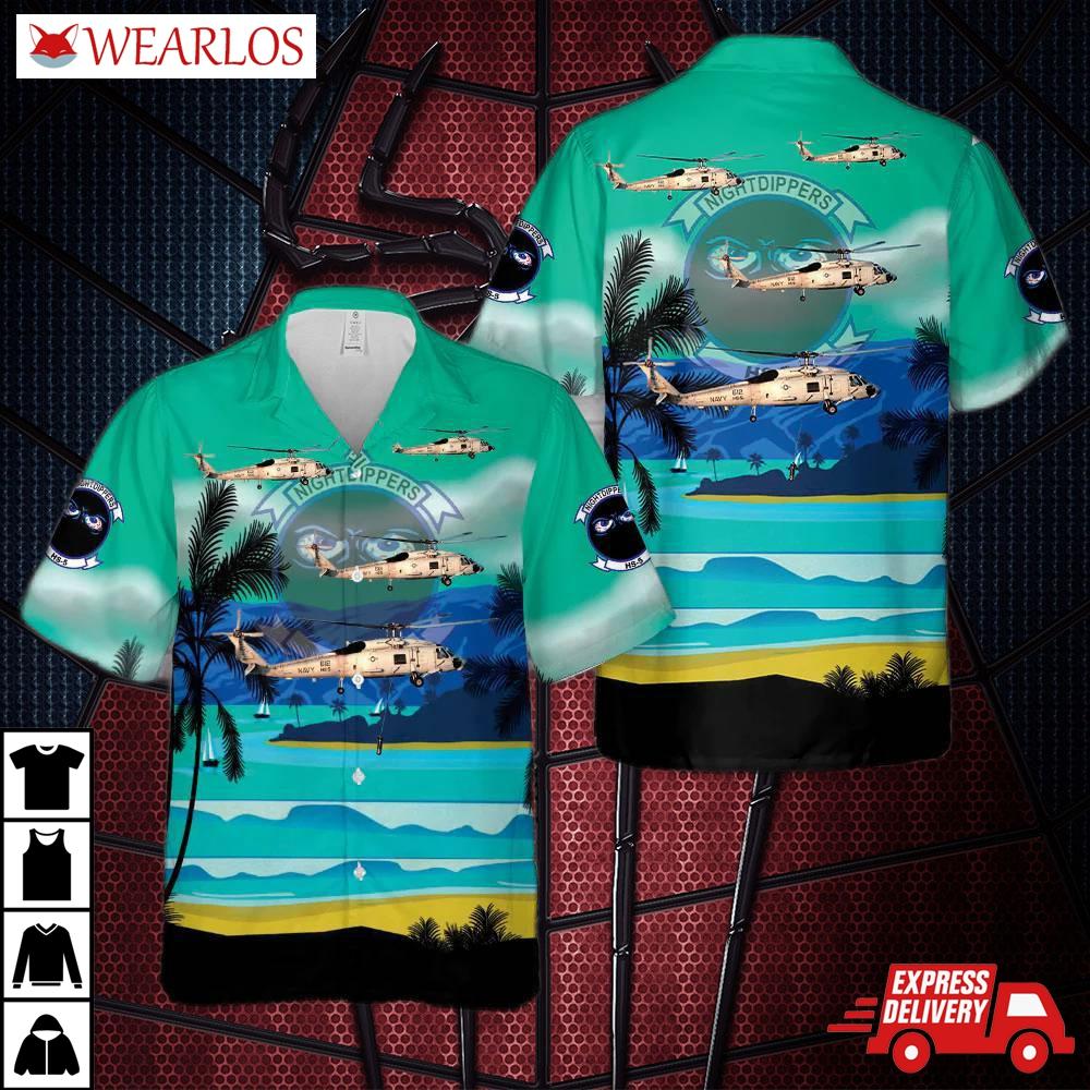 Us Navy Sikorsky Sh-60f Seahawk Of Helicopter Squadron Hs-5 Nightdippers Hawaiian Shirt