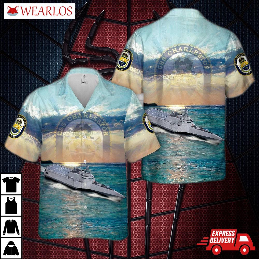Us Navy Uss Charleston (lcs-18) Independence-class Littoral Combat Ship Hawaiian Shirt