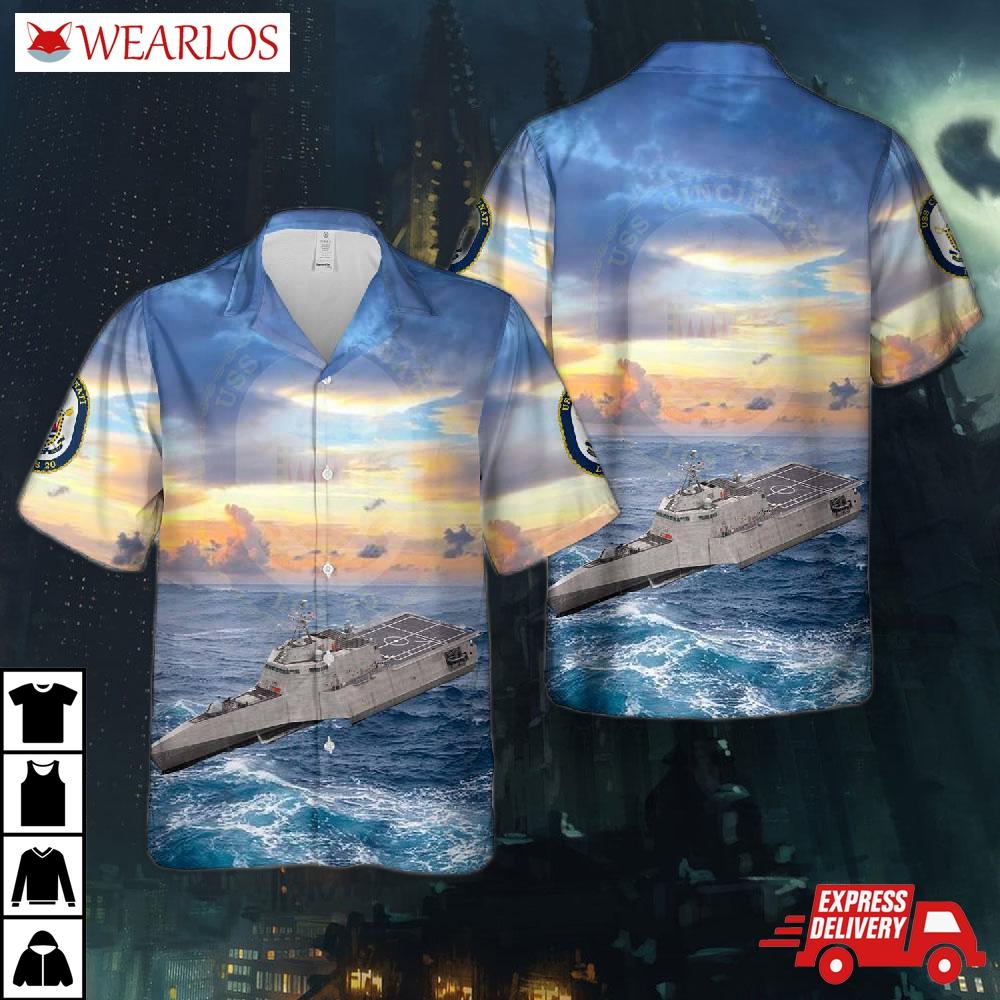 Us Navy Uss Cincinnati (lcs-20) Independence-class Littoral Combat Ship Hawaiian Shirt
