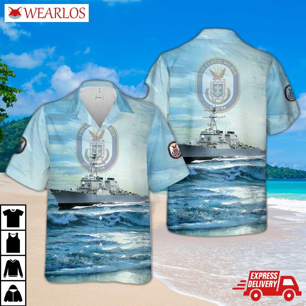 Us Navy Uss Curtis Wilbur (ddg-54) Arleigh Burke-class Guided Missile Destroyer Hawaiian Shirt