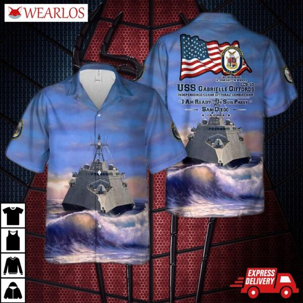 Us Navy Uss Gabrielle Giffords (lcs-10) Independence-class Littoral Combat Ship Hawaiian Shirt