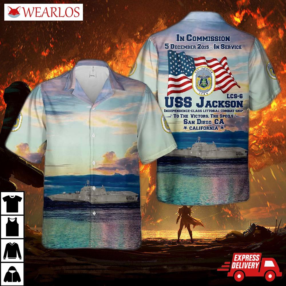 Us Navy Uss Jackson (lcs-6) Independence-class Littoral Combat Ship Hawaiian Shirt
