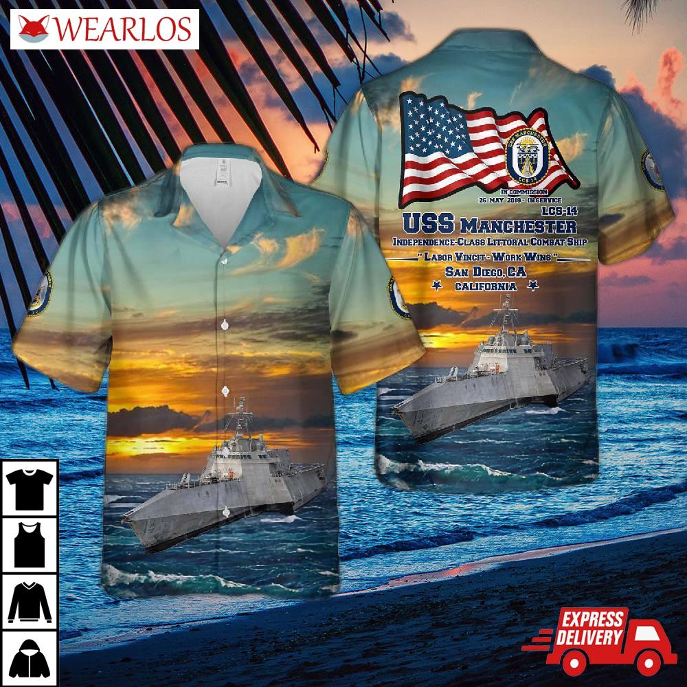 Us Navy Uss Manchester (lcs-14) Independence-class Littoral Combat Ship Hawaiian Shirt