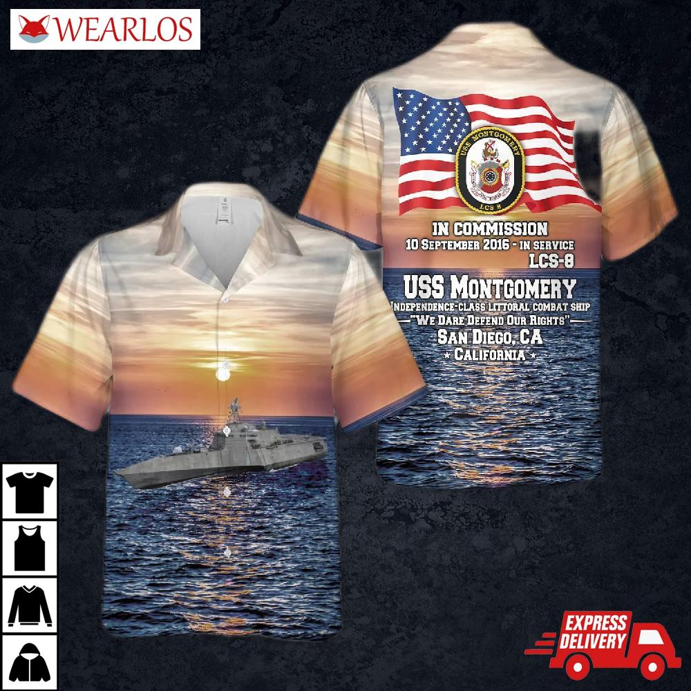 Us Navy Uss Montgomery (lcs-8) Independence-class Littoral Combat Ship Hawaiian Shirt