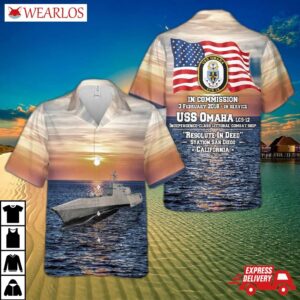 Us Navy Uss Omaha (lcs-12) Independence-class Littoral Combat Ship Hawaiian Shirt