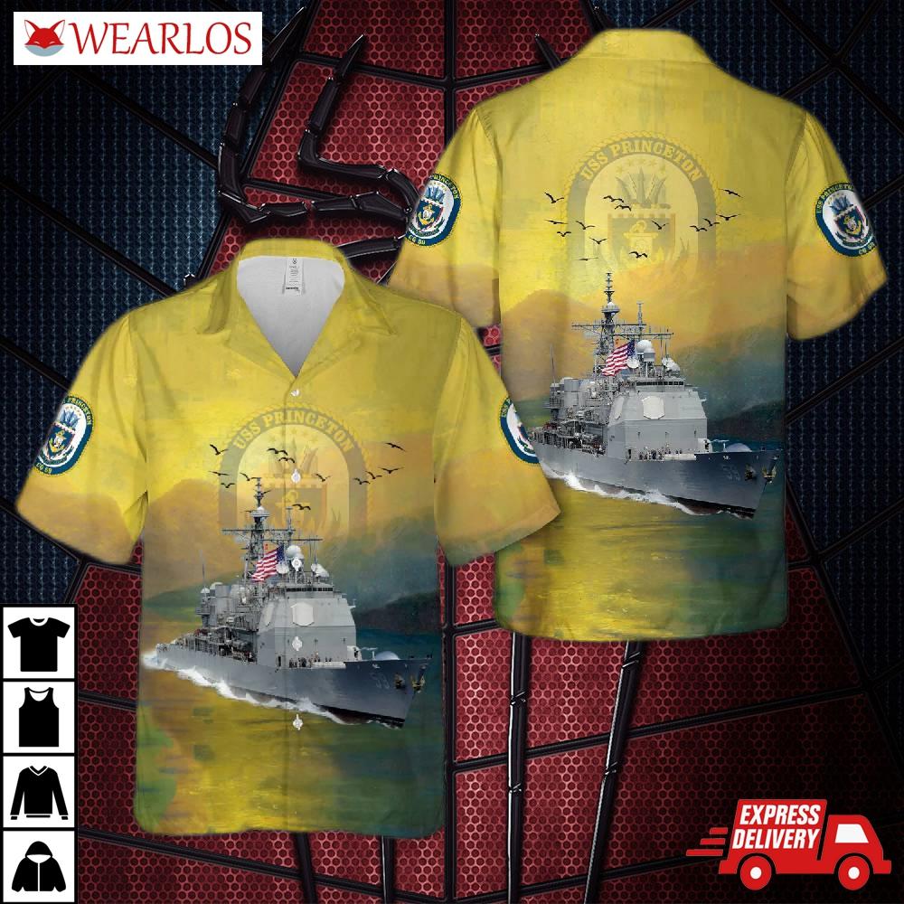 Us Navy Uss Princeton (cg-59) Ticonderoga-class Guided Missile Cruiser Hawaiian Shirt