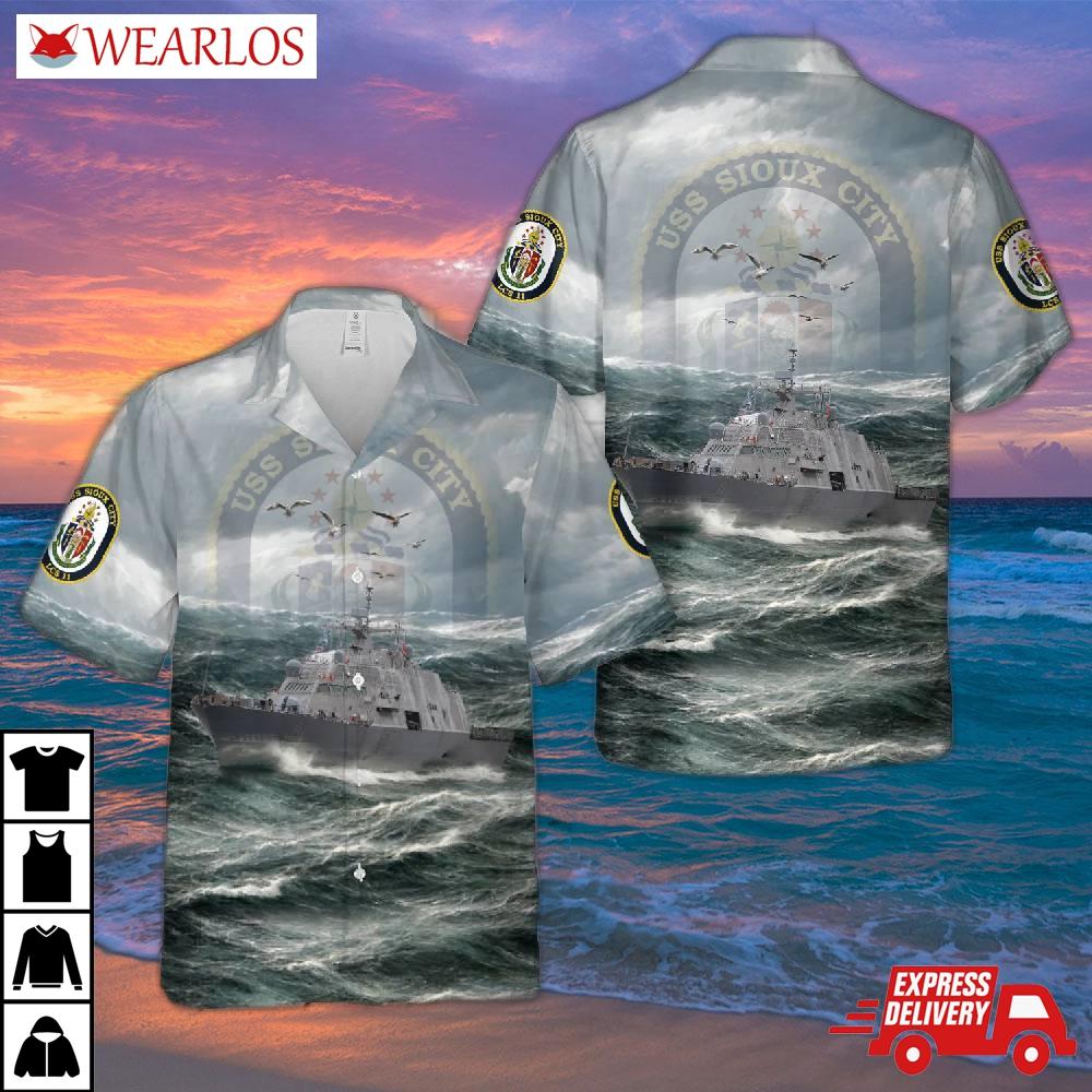 Us Navy Uss Sioux City (lcs-11) Freedom-class Littoral Combat Ship Hawaiian Shirt