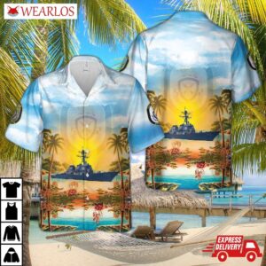 Us Navy Uss Stethem (ddg-63) Arleigh Burke-class Destroyer Hawaiian Shirt