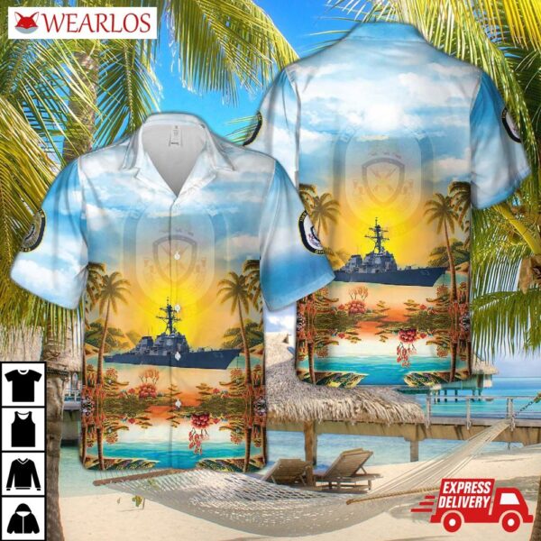 Us Navy Uss Stethem (ddg-63) Arleigh Burke-class Destroyer Hawaiian Shirt