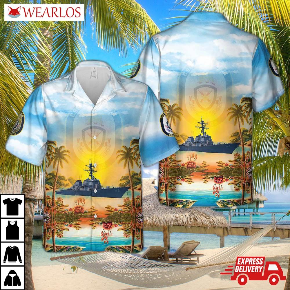 Us Navy Uss Stethem (ddg-63) Arleigh Burke-class Destroyer Hawaiian Shirt