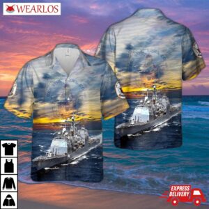 Us Navy Uss Yorktown (ddg-48/cg-48) Ticonderoga-class Guided Missile Cruiser Hawaiian Shirt