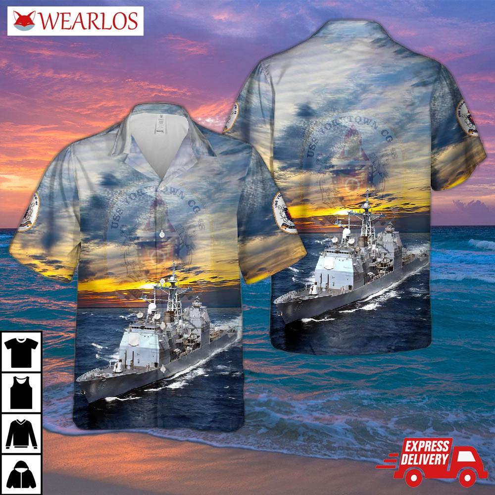 Us Navy Uss Yorktown (ddg-48/cg-48) Ticonderoga-class Guided Missile Cruiser Hawaiian Shirt
