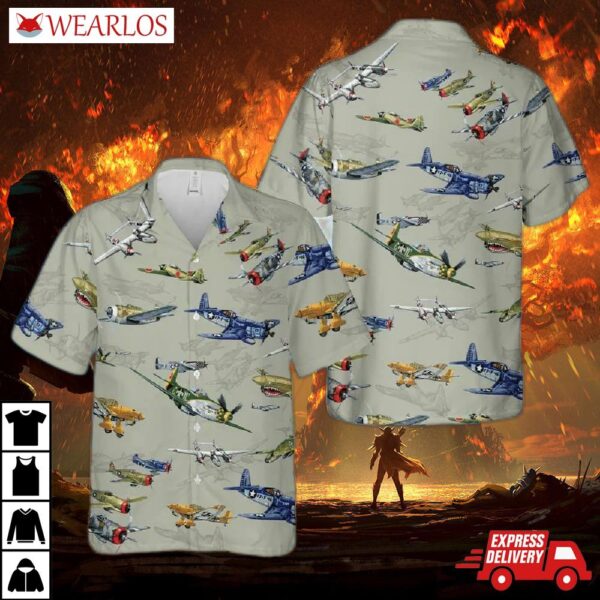 Warbird Fighter Planes Hawaiian Shirt