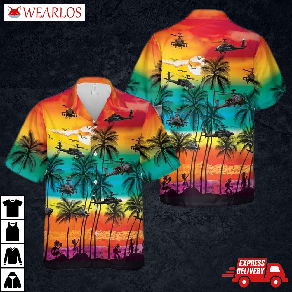 Army Boeing Ah-64 Apache Hawaiian Shirt