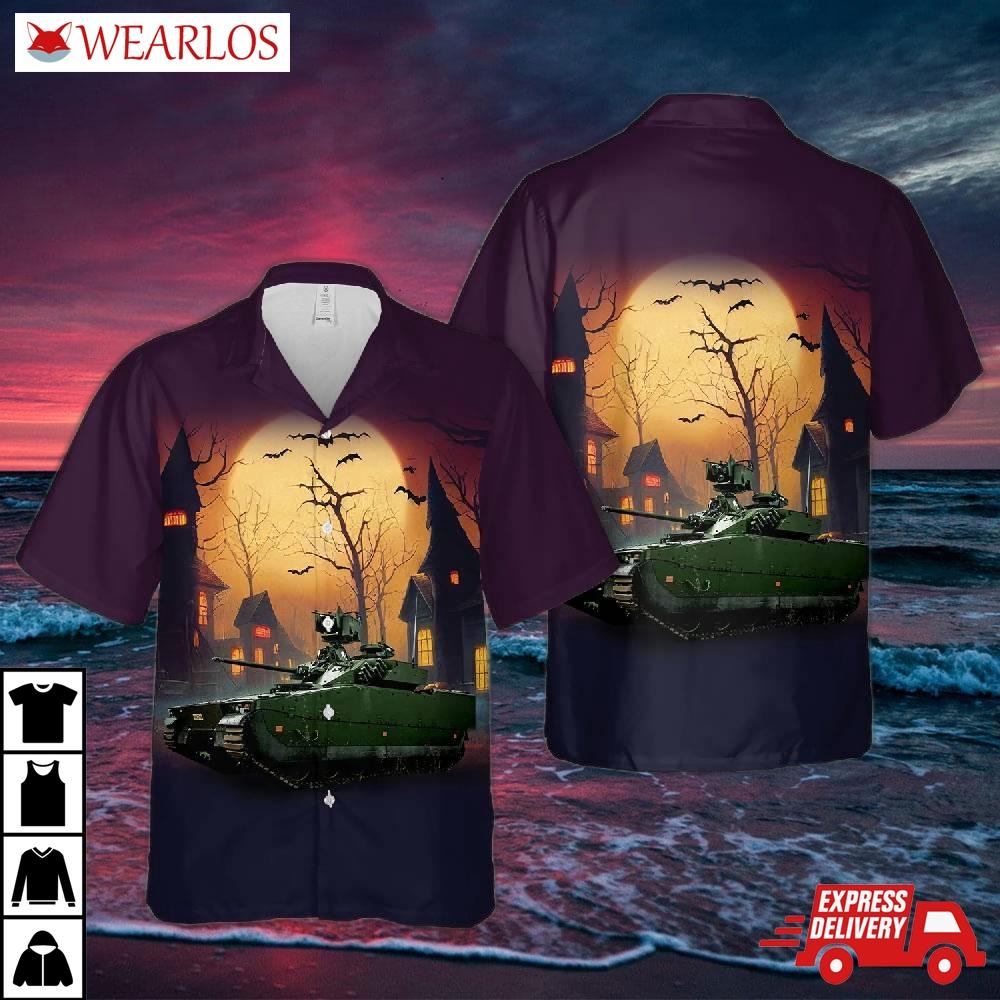 Norwegian Army Cv90 Infantry Fighting Vehicle Halloween Hawaiian Shirt