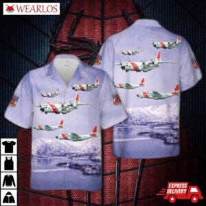 Us Coast Guard Air Station Kodiak Lockheed Hc-130h Hercules (l-382) Hawaiian Shirt
