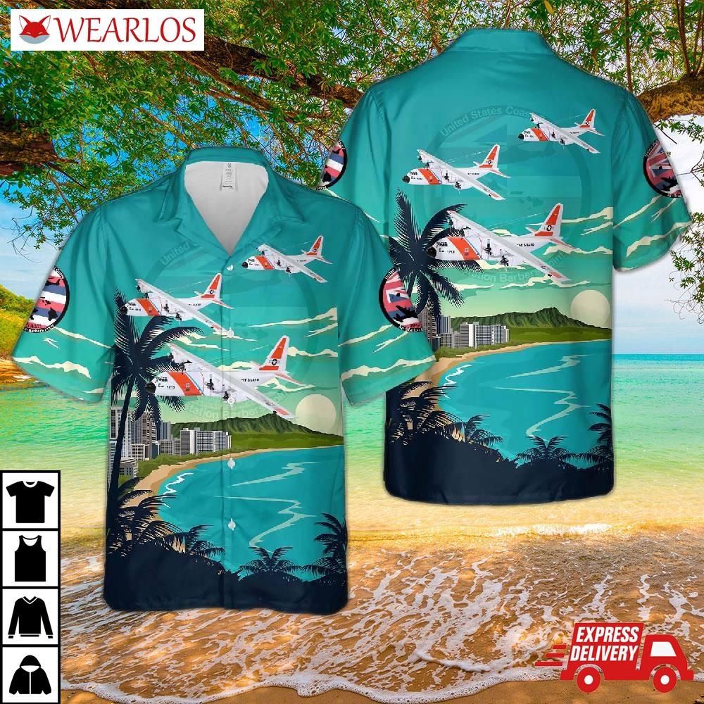 Us Coast Guard Barbers Points Hc-130h Hercules Hawaiian Shirt